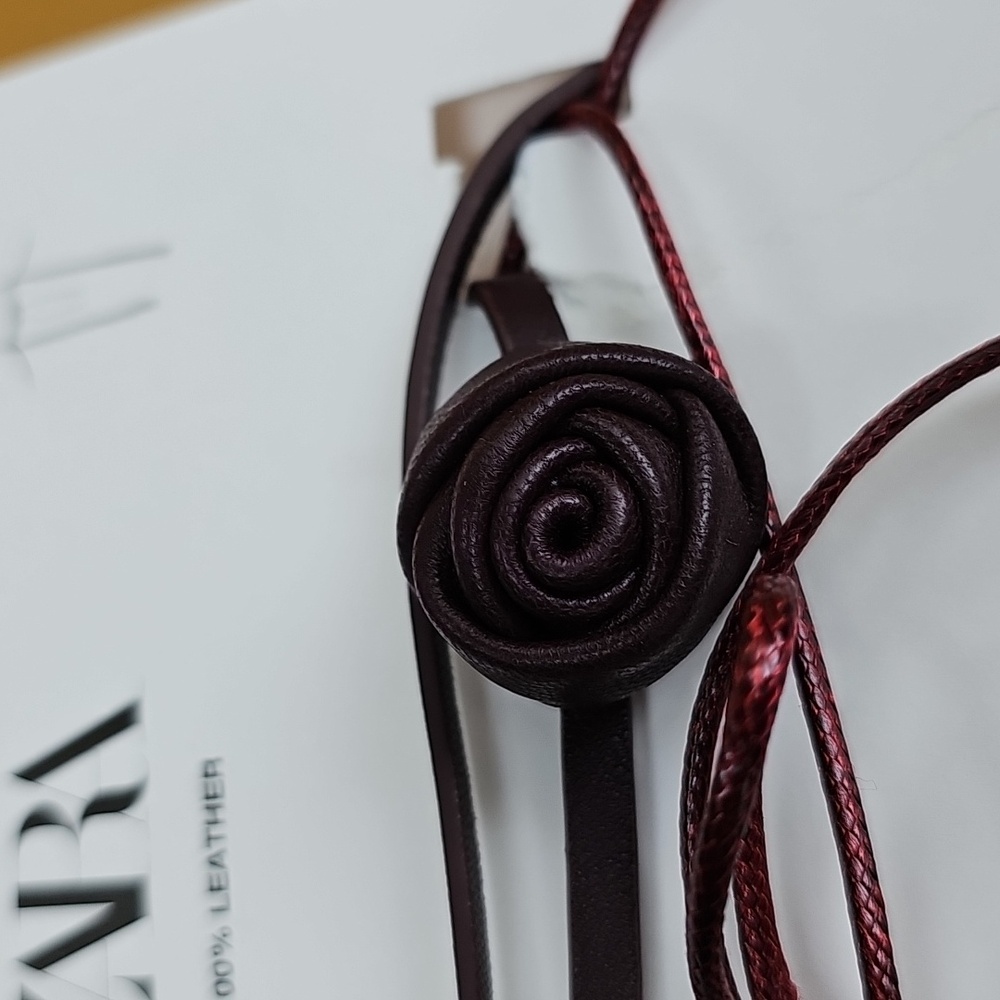 Zara NWT 100% leather double choker necklace - Picture 9 of 11